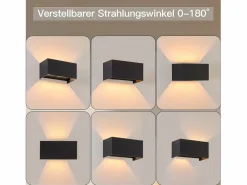 4 Lámparas LED para Muro Exteriores Negras, Iluminación Ascendente/Descendente, IP65, Luz Blanca Caliente G9^NETTLIFE Hot
