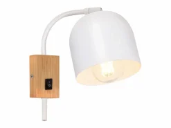Aplique de madera con interruptor - Foco de pared de 1 llama E27 Lámpara de pasillo blanca 330°, Sin bombilla^NETTLIFE Outlet