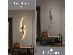 Aplique LED de pared para interiores - Lámpara de pasillo de 14 W y 100 cm, color , diseño moderno de ondas, 3000 K^NETTLIFE Sale