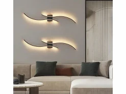 Aplique LED de pared para interiores - Lámpara de pasillo de 14 W y 100 cm, color , diseño moderno de ondas, 3000 K^NETTLIFE Sale