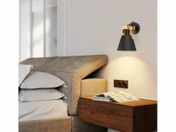 Aplique Retro Vintage E27 en Iluminación de Pared Interior Industrial en Madera Cuero Plástico (Sin Bombilla)^NETTLIFE Sale