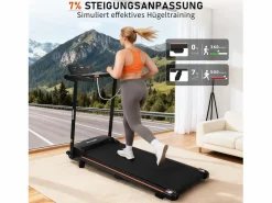 NETTLIFE Cinta de correr plegable de 14 km/h - Plataforma de escritorio - Pantalla LED y sensores de frecuencia cardíaca - Carga máxima 150 kg Negro Sale
