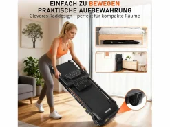 NETTLIFE Cinta de correr plegable de 14 km/h - Plataforma de escritorio - Pantalla LED y sensores de frecuencia cardíaca - Carga máxima 150 kg Negro Sale