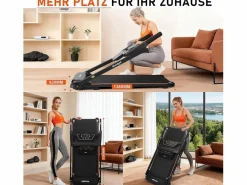 NETTLIFE Cinta de correr plegable de 14 km/h - Plataforma de escritorio - Pantalla LED y sensores de frecuencia cardíaca - Carga máxima 150 kg Negro Sale