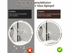 Espejo de baño con luz LED - Redondo 60 cm LED, mural, interruptor táctil, antineblina, IP44, ajustable 3000K-6500K^NETTLIFE Sale