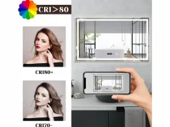 Espejo de baño con luz LED - 100x60 cm LED, IP44, interruptor táctil, reloj antineblina, ajustable^NETTLIFE New