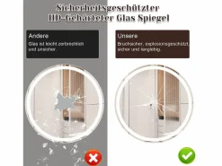 NETTLIFE Espejo de baño con luz LED - Redondo 50 cm LED, mural, interruptor táctil, antineblina, IP44, ajustable 3000K-6500K Transparente Clearance