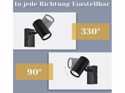 Foco de pared 1 llama negra - Lámpara de pared con interruptor metálico GU10 Lámpara de pasillo orientable 350° MAX. 40W^NETTLIFE New