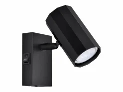 Foco de pared 1 llama negra - Lámpara de pared con interruptor metálico GU10 Lámpara de pasillo orientable 350° MAX. 40W^NETTLIFE New