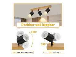 NETTLIFE Plafón|Foco de techo Focos de techo s GU10 Foco de pared de madera giratorio 350°