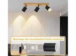 NETTLIFE Plafón|Foco de techo Focos de techo s GU10 Foco de pared de madera giratorio 350°