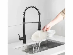 Grifo de cocina con ducha extraíble Mezclador de cocina Grifo giratorio Mezclador de fregadero de alta presión con 2 tipos de chorros,^NETTLIFE Outlet