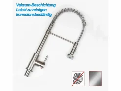 NETTLIFE Grifo De Cocina|Grifo de cocina con ducha extraíble Mezclador de cocina Grifo giratorio de pico alto Mezclador de fregadero de alta presión con 2 tipos de chorros, níquel