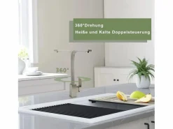 Grifo de Cocina con Mango Único, Grifo de Cocina de Acero Inoxidable, Grifo de Cocina de Alta Presión, Brazo Giratorio de 360°^NETTLIFE Online