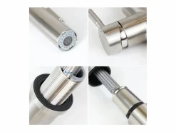 NETTLIFE Grifo De Cocina|Grifo de cocina con ducha de mano extensible, alta presión, acero inoxidable de doble chorro y giratorio 360 °, níquel