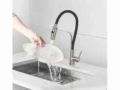 NETTLIFE Grifo De Cocina|Grifo de cocina con manguera flexible Grandes extensibles con ducha de mano, 46,5 cm, , mezclador de alta presión giratorio 360