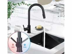 NETTLIFE Grifo De Cocina|Grifo de cocina con ducha de mano extensible, alta presión, acero inoxidable de doble chorro y giratorio 360 °,