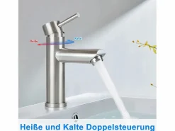 NETTLIFE Grifo|Grifo de fregadero Grifo de agua caliente / fría Grifo de alta presión de acero inoxidable
