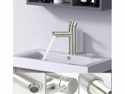 NETTLIFE Grifo|Grifo de fregadero Grifo de agua caliente / fría Grifo de alta presión de acero inoxidable