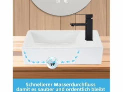 NETTLIFE Lavabo de baño Lavabo de encimera Cerámica - Lavabo cuadrado Blanco Best