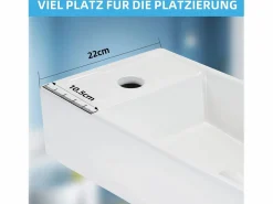 NETTLIFE Lavabo de baño Lavabo de encimera Cerámica - Lavabo cuadrado Blanco Best