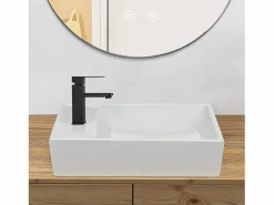 NETTLIFE Lavabo|Lavabo de baño Lavabo de encimera Cerámica - Lavabo cuadrado