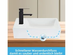 NETTLIFE Lavabo|Lavabo de baño Lavabo de encimera Cerámica - Lavabo cuadrado
