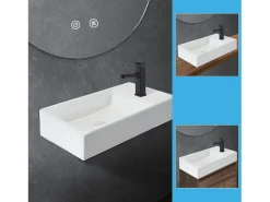 NETTLIFE Lavabo|Lavabo de baño Lavabo de encimera Cerámica - Lavabo cuadrado