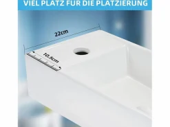 NETTLIFE Lavabo|Lavabo de baño Lavabo de encimera Cerámica - Lavabo cuadrado