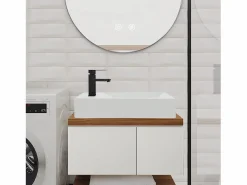 NETTLIFE Lavabo|Lavabo de baño Lavabo de encimera Cerámica - Lavabo cuadrado