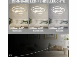 NETTLIFE Lámpara Colgante LED Diam.50CM 55W Mesa de de Hierro Lámpara de Mesa de Moderna Regulable con Control Remoto para Dormitorio Blanco Discount