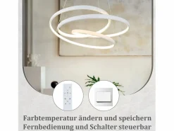 NETTLIFE Lámpara Colgante LED Diam.50CM 55W Mesa de de Hierro Lámpara de Mesa de Moderna Regulable con Control Remoto para Dormitorio Blanco Discount