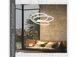 NETTLIFE Lámpara Colgante LED Diam.50CM 55W Mesa de de Hierro Lámpara de Mesa de Moderna Regulable con Control Remoto para Dormitorio Blanco Discount
