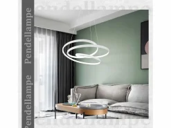 NETTLIFE Lámpara Colgante LED Diam.50CM 55W Mesa de de Hierro Lámpara de Mesa de Moderna Regulable con Control Remoto para Dormitorio Blanco Discount