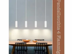 NETTLIFE Lámpara Colgante Madera Metal Diam.60cm GU10 4 Bombillas Lámpara Colgante Lámpara de Vintage para Cafetería Salón Dormitorio Blanco Sale