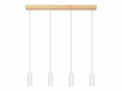 NETTLIFE Lámpara Colgante Madera Metal Diam.60cm GU10 4 Bombillas Lámpara Colgante Lámpara de Vintage para Cafetería Salón Dormitorio Blanco Sale