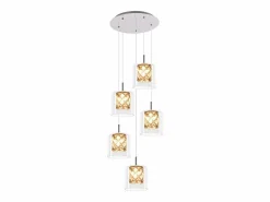 NETTLIFE Lámpara colgante moderna de cristal G9 para comedor, altura ajustable Plateado Sale