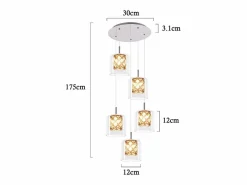 NETTLIFE Lámpara colgante moderna de cristal G9 para comedor, altura ajustable Plateado Sale
