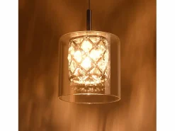 NETTLIFE Lámpara colgante moderna de cristal G9 para comedor, altura ajustable Plateado Sale