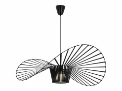 NETTLIFE Lámpara Suspendida|Lámpara Colgante Negra E27 Moderna Diam.60cm Diseño Sombrero Policarbonato Máx.40W para Salón Comedor Cocina, Sin Bombilla