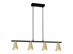 Lámpara colgante para mesa de comedor, colgante de oro: colgante moderno GU10, 4 llamas, metal negro industrial.^NETTLIFE Clearance
