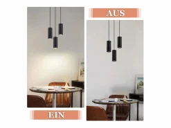 NETTLIFE Lámpara colgante de metal Diam.20 cm GU10 3 llamas mesa de salón lámpara industrial moderna para interior cocina Negro