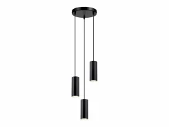 NETTLIFE Lámpara colgante de metal Diam.20 cm GU10 3 llamas mesa de salón lámpara industrial moderna para interior cocina Negro