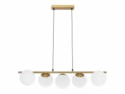 NETTLIFE Lámpara colgante cristal dorado diámetro 90 cm E27 moderna 150 cm altura regulable vintage para salón barra de bar I sin bombilla Blanco