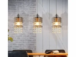 Lámpara colgante moderna de 3 bombillas E27, diámetro de 60 cm, altura ajustable, cristal y cristal, para comedor, máx. 25 W.^NETTLIFE Discount