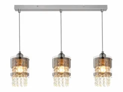 Lámpara colgante moderna de 3 bombillas E27, diámetro de 60 cm, altura ajustable, cristal y cristal, para comedor, máx. 25 W.^NETTLIFE Discount
