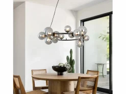 NETTLIFE Lámpara colgante para mesa de comedor - lámpara colgante para salón, lámpara colgante de 14 bombillas G9. Gris antracita Discount