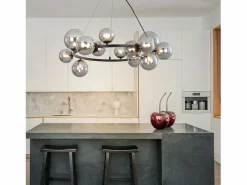 NETTLIFE Lámpara colgante para mesa de comedor - lámpara colgante para salón, lámpara colgante de 14 bombillas G9. Gris antracita Discount