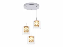 NETTLIFE Lámpara colgante moderna de cristal G9 para comedor, altura ajustable Plateado Best