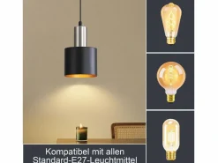 Lámpara colgante para mesa de comedor, lámpara colgante E27 negra, lámpara colgante retro para mesita de noche, altura ajustable^NETTLIFE Clearance
